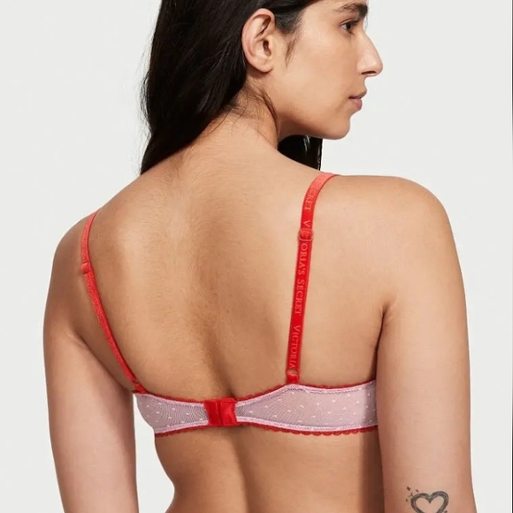 V.S. 2pc Very Sexy "Lipstick Embroidered Rose" Push-Up Bra & Thong Set 32C-Small - Picture 6 of 8